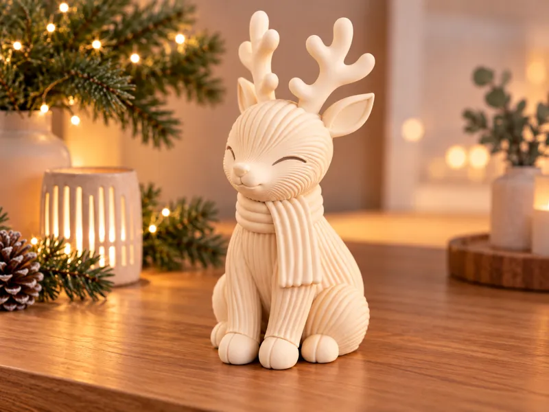 Rena de Inverno com Cachecol impresso em 3D