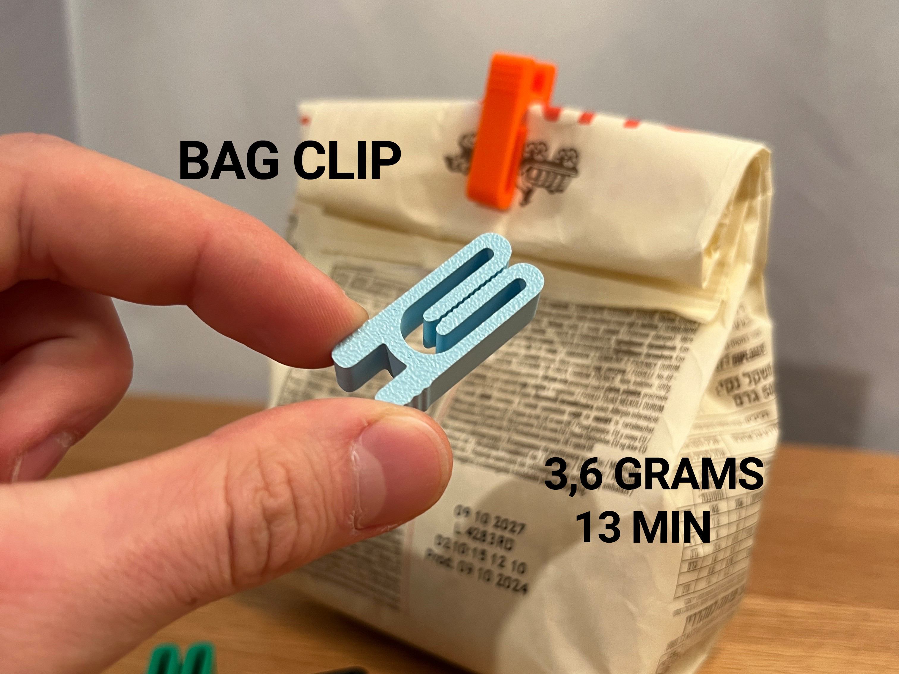 Clipe Mini para Saco de Alimentos impresso em 3D